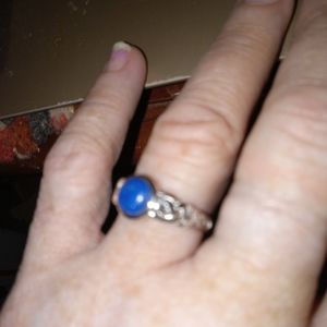 Sterling Silver Celtic Twist design with Blue Lapis stone size 6
